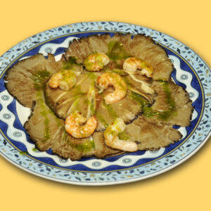 Setas a la plancha y gambas